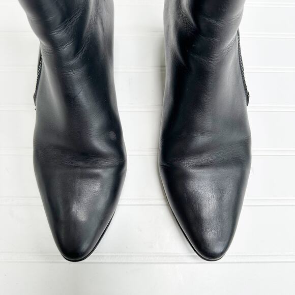 Saint Laurent Rock Chelsea Black Leather Ankle Boots Western Smooth 39.5 - Picture 3 of 15